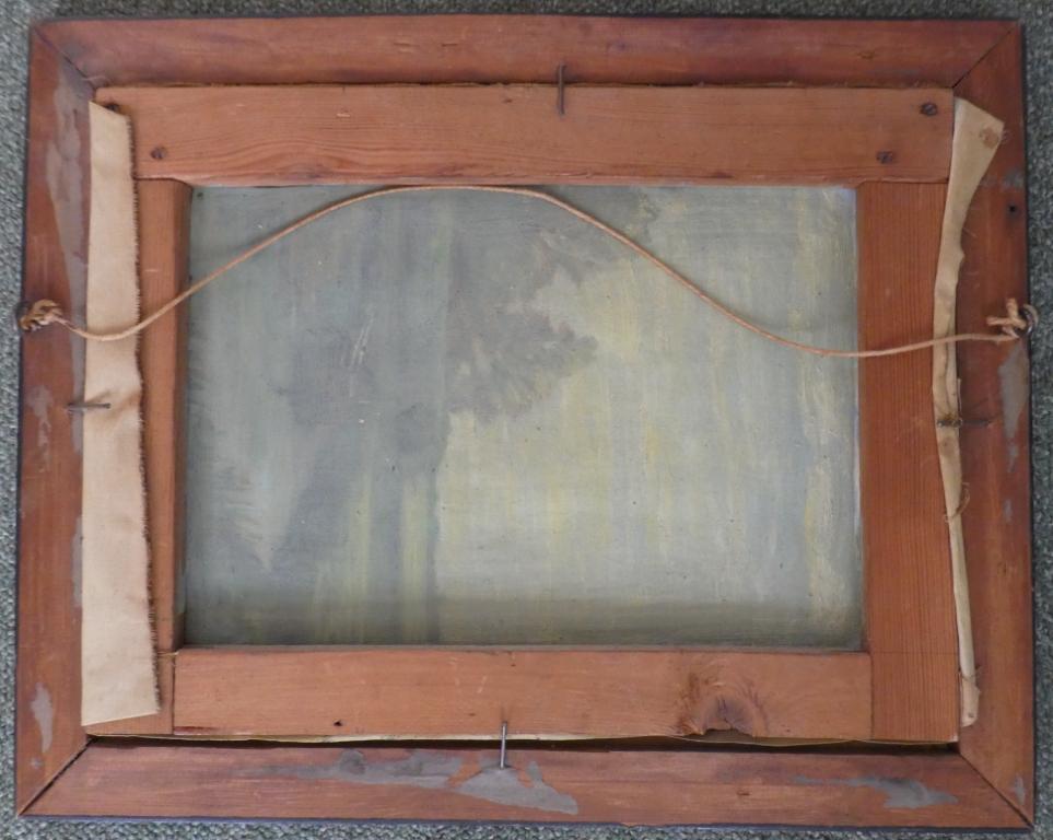 Rivier met huis en veerboot - achterzijde